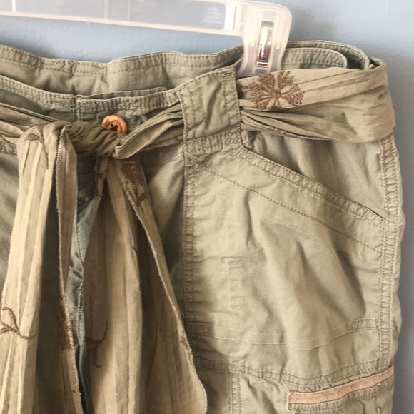 RuffHewn sage green lightweight cotton jogger/cargo pants with belt size 12 - Picture 2 of 16
